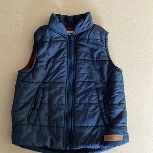 Navy blue boys vest w maroon lining.